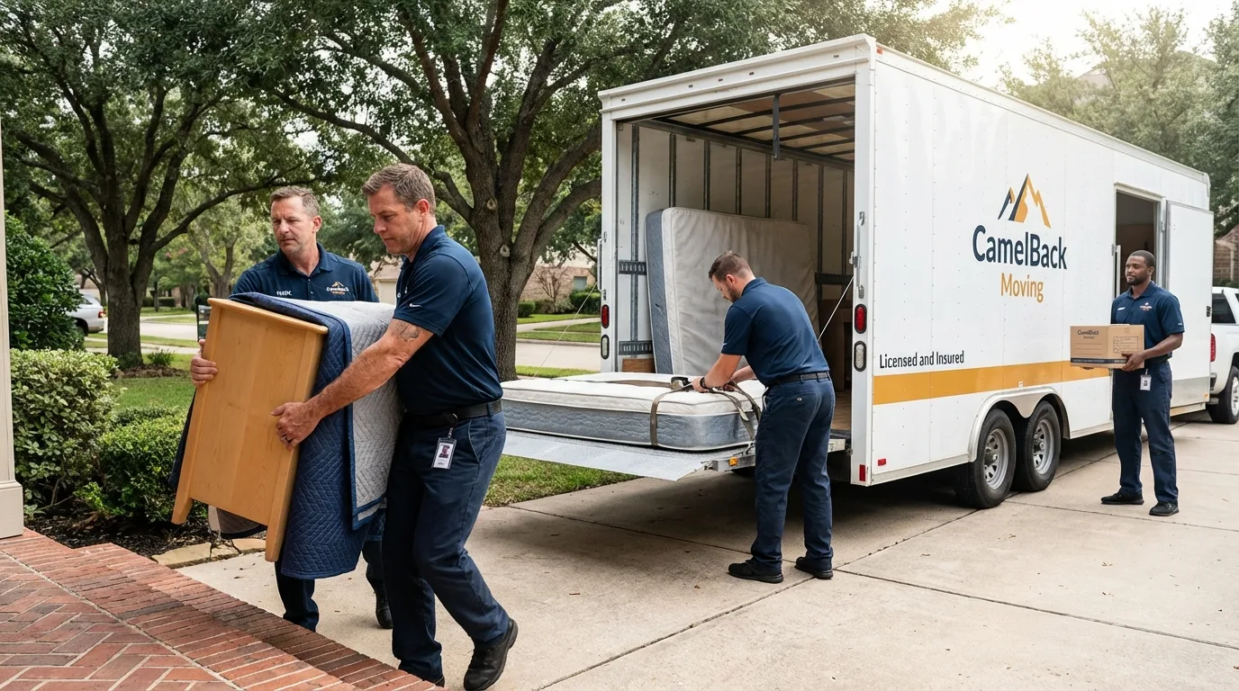 Crew loading residential truck for cross-state move from Oakham, MA